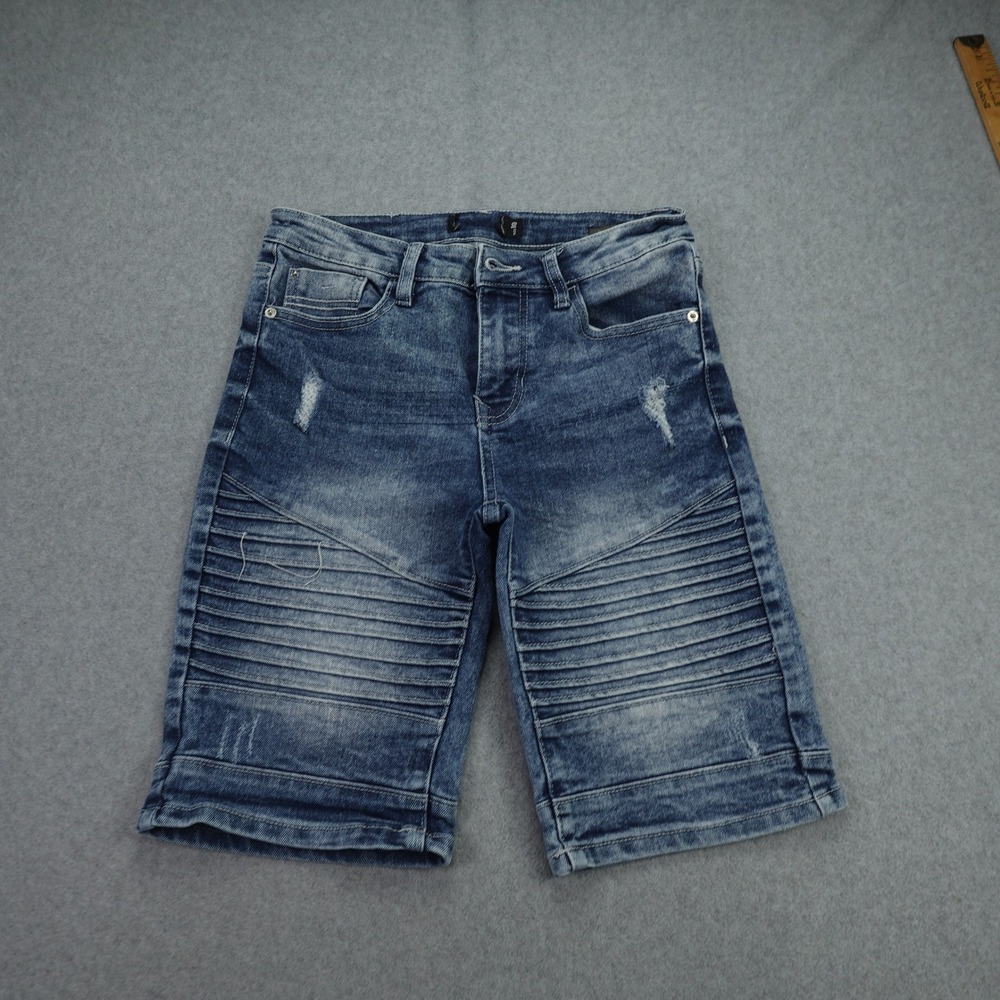 Southpole Shorts Boys Size‎ 10 Blue Distressed Biker Moto Denim Jean